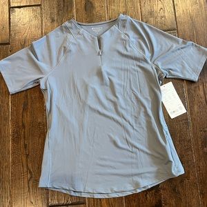 Athleta sun chaser 3/4 sleeve t-shirt grey blue